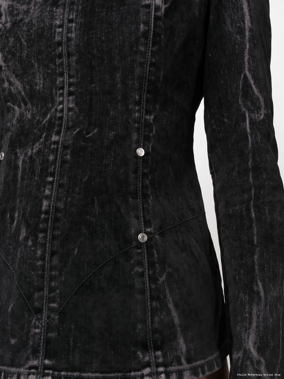 Affordable denim flocked Stella velvet McCartney blouse Women 0324